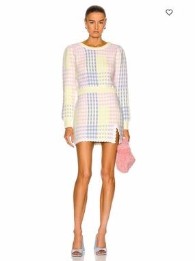 LOVESHACKFANCY TWO-PIECE GINGHAM SWEATER SET - SIZE S